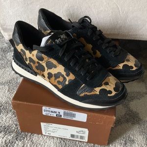 New Coach Pebble Grain Leather Leopard Sneakers
